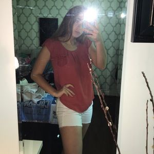 dark orange, super flattering blouse